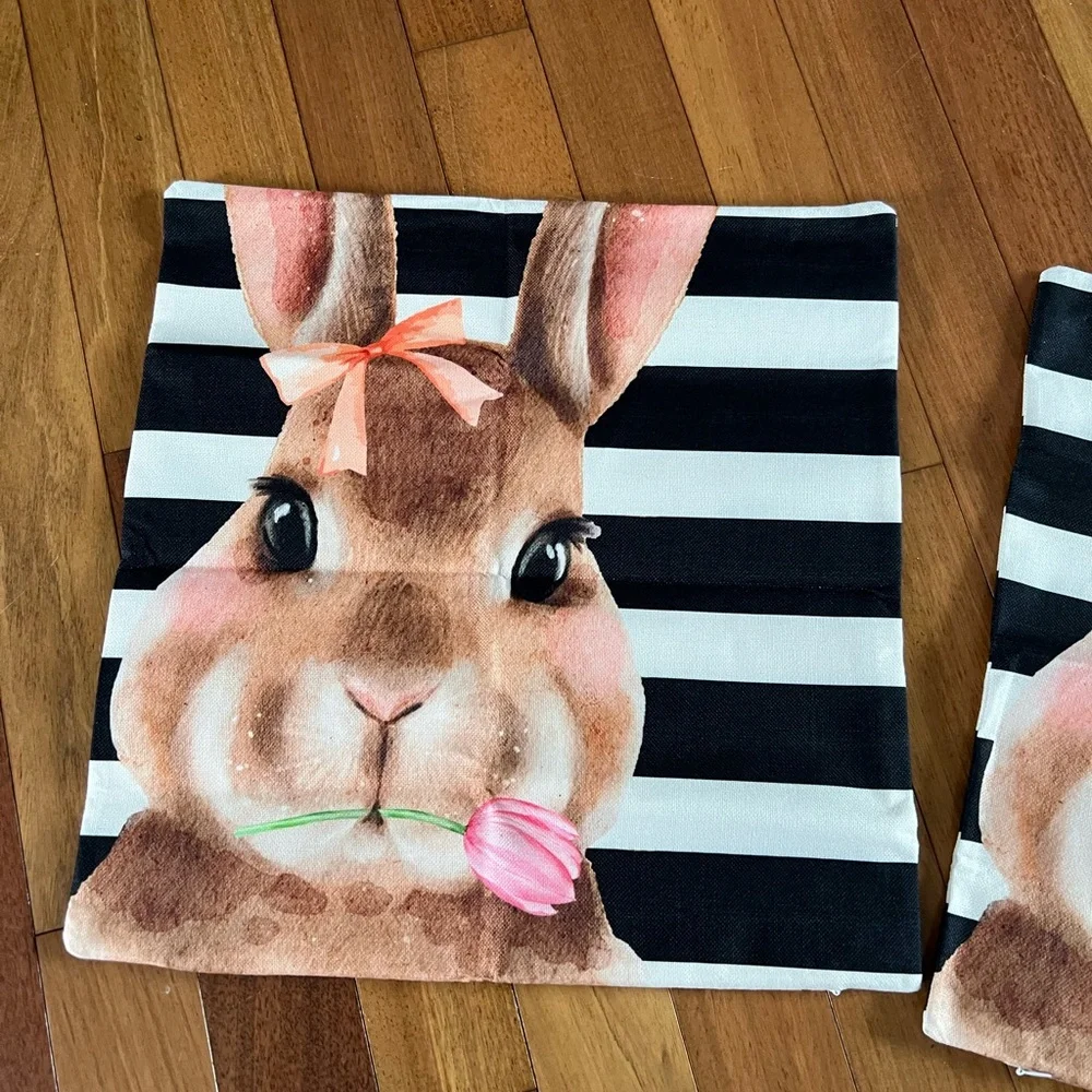 26. Easter Bunny Pillowcases Pillow Cover Set of 2